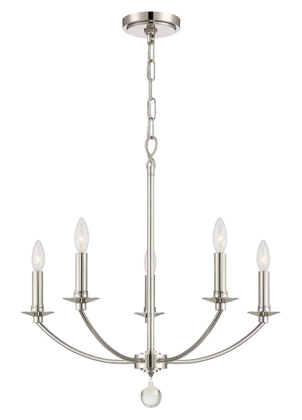 Crystorama - MIL-8005-PN - Five Light Chandelier - Mila - Polished Nickel from Lighting & Bulbs Unlimited in Charlotte, NC