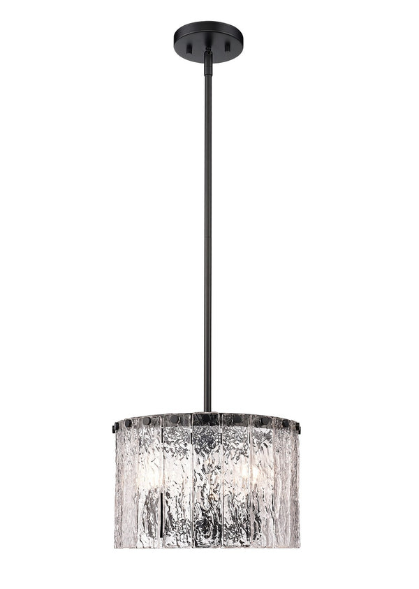 Z-Lite - 1943P12-MB - Three Light Pendant - Glacier - Matte Black from Lighting & Bulbs Unlimited in Charlotte, NC