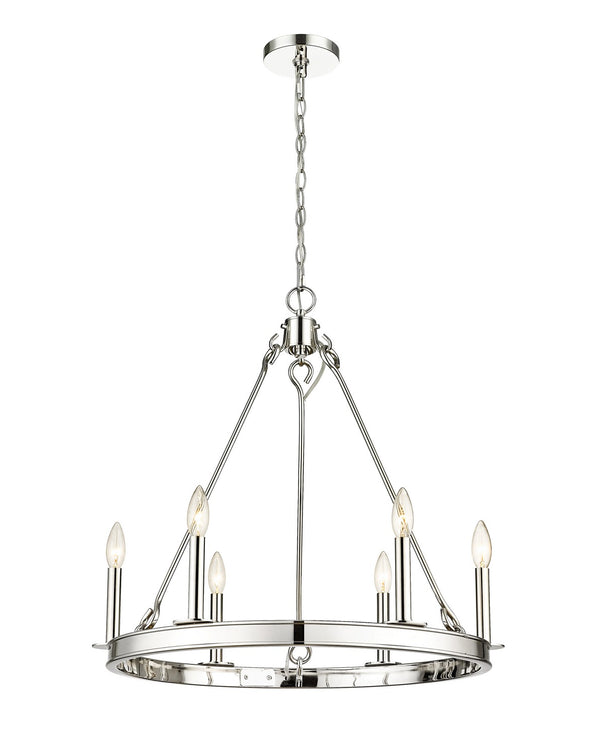 Z-Lite - 482R-6PN - Six Light Chandelier - Barclay - Polished Nickel from Lighting & Bulbs Unlimited in Charlotte, NC