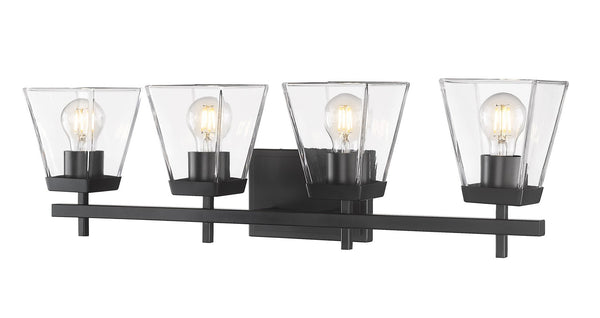 Z-Lite - 819-4V-MB - Four Light Vanity - Lauren - Matte Black from Lighting & Bulbs Unlimited in Charlotte, NC