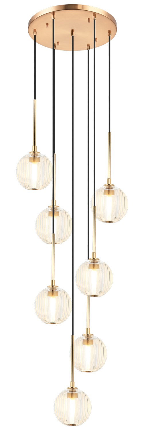 Matteo Lighting - C61607AGCL - Seven Light Pendant - Jemyca - Aged Gold Brass from Lighting & Bulbs Unlimited in Charlotte, NC