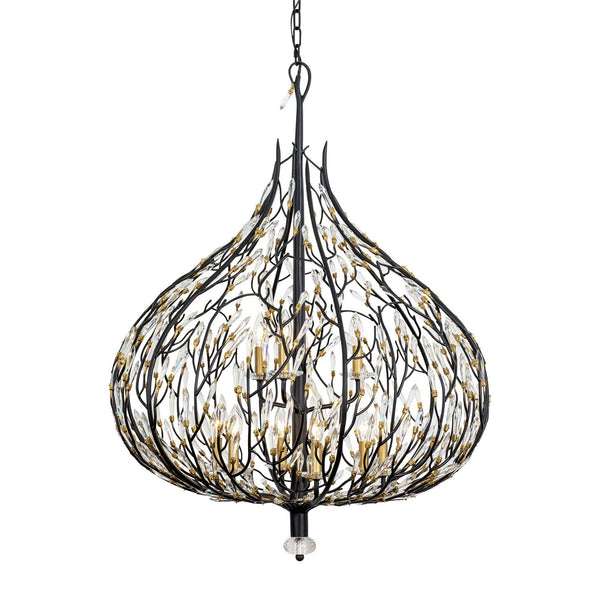 Varaluz - 271P09MBFG - Nine Light Pendant - Bask - Matte Black/French Gold from Lighting & Bulbs Unlimited in Charlotte, NC