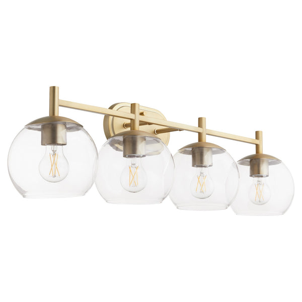 Quorum - 578-4-80 - Four Light Vanity - Lyon - Aged Brass from Lighting & Bulbs Unlimited in Charlotte, NC