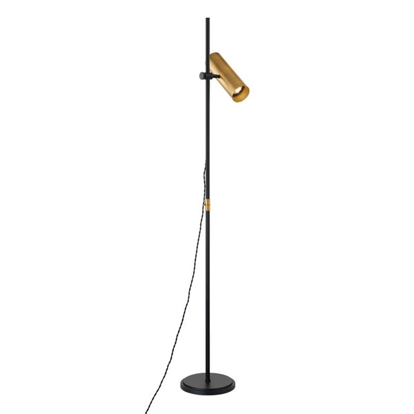 Troy Lighting - PFL9665-PBR/SBK - One Light Floor Lamp - Quinn - Patina Brass from Lighting & Bulbs Unlimited in Charlotte, NC