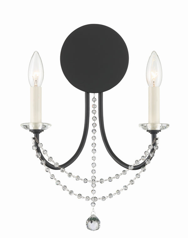 Crystorama - DEL-90802-MK - Two Light Wall Mount - Delilah - Matte Black from Lighting & Bulbs Unlimited in Charlotte, NC
