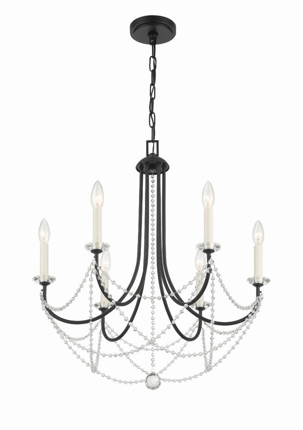 Crystorama - DEL-90806-MK - Six Light Chandelier - Delilah - Matte Black from Lighting & Bulbs Unlimited in Charlotte, NC