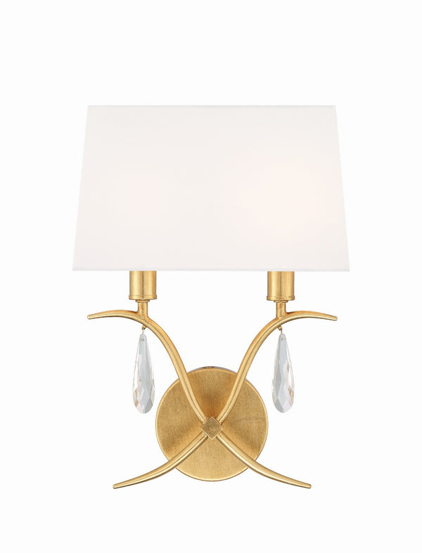 Crystorama - ROL-18802-GA - Two Light Wall Mount - Rollins - Antique Gold from Lighting & Bulbs Unlimited in Charlotte, NC