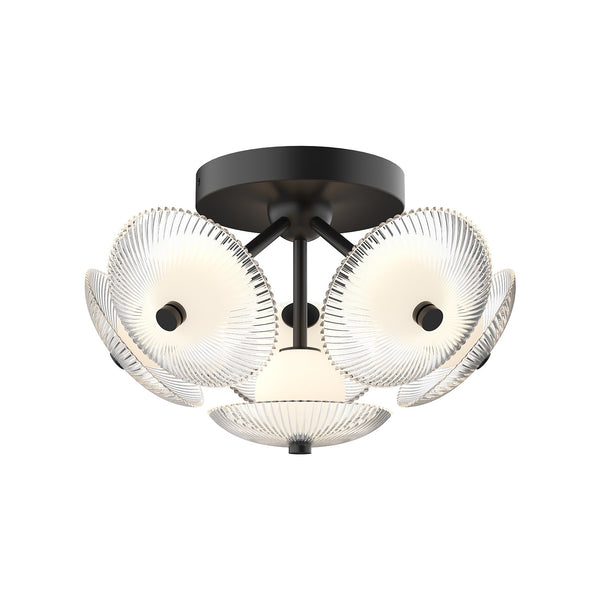 Alora - FM417606MBCR - LED Flush Mount - Hera - Brushed Gold/Clear Ribbed Glass|Matte Black/Clear Ribbed Glass from Lighting & Bulbs Unlimited in Charlotte, NC