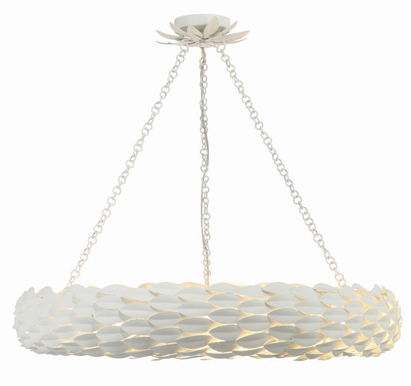 Crystorama - 538-MT - Eight Light Pendant - Broche - Matte White from Lighting & Bulbs Unlimited in Charlotte, NC