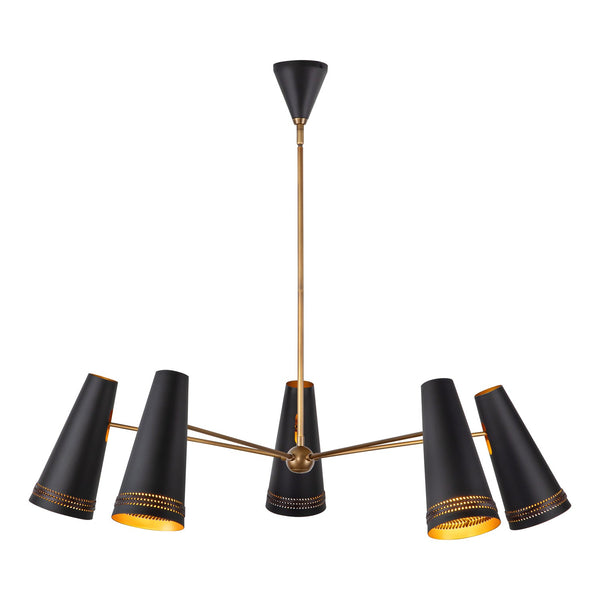 Alora - CH342545MBHL - Five Light Chandelier - Brickell - Matte Black/Hazelnut Leather from Lighting & Bulbs Unlimited in Charlotte, NC