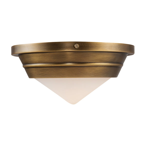 Alora - FM348010VBOP - One Light Flush Mount - Willard - Vintage Brass/Matte Opal Glass from Lighting & Bulbs Unlimited in Charlotte, NC
