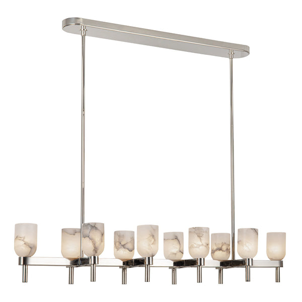 Alora - LP338052PNAR - Ten Light Linear Pendant - Lucian - Polished Nickel/Alabaster from Lighting & Bulbs Unlimited in Charlotte, NC