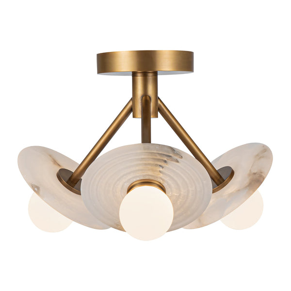Alora - SF346313VBAR - LED Semi Flush Mount - Dahlia - Vintage Brass/Alabaster from Lighting & Bulbs Unlimited in Charlotte, NC
