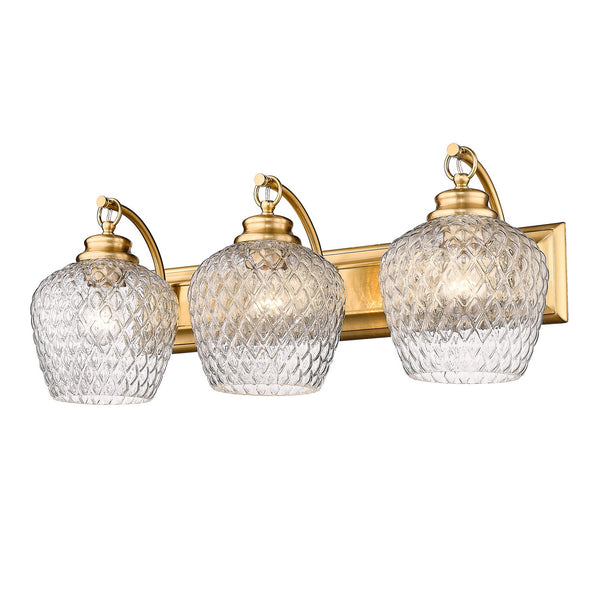 Golden - 1088-BA3 MBG-CLR - Three Light Bath Vanity - Adeline MBG - Modern Brushed Gold from Lighting & Bulbs Unlimited in Charlotte, NC