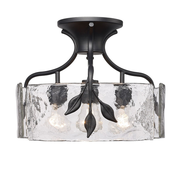 Golden - 3160-SF NB-HWG - Three Light Semi-Flush Mount - Calla - Natural Black from Lighting & Bulbs Unlimited in Charlotte, NC