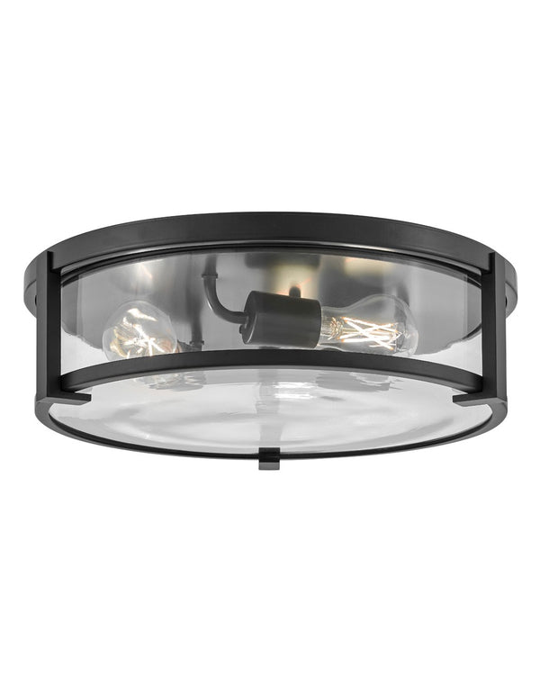 Hinkley - 3243BK-CL - LED Flush Mount - Lowell - Black from Lighting & Bulbs Unlimited in Charlotte, NC