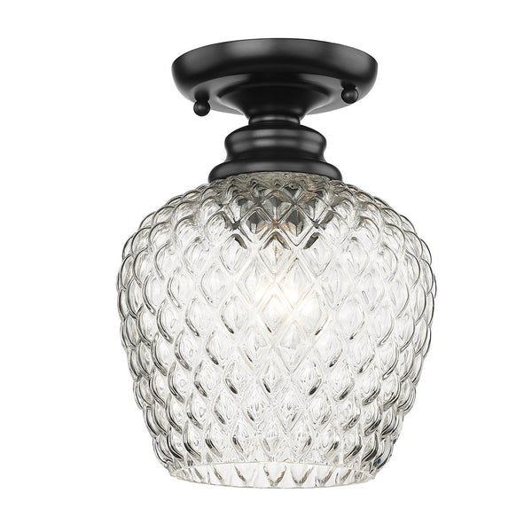 Golden - 1088-SF BLK-CLR - One Light Semi-Flush Mount - Adeline - Matte Black from Lighting & Bulbs Unlimited in Charlotte, NC