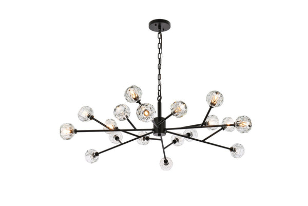 Elegant Lighting - 3509D48BK - 18 Light Pendant - Graham - Black And Clear from Lighting & Bulbs Unlimited in Charlotte, NC