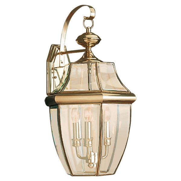 Generation Lighting - 8040-02 - Three Light Outdoor Wall Lantern - Lancaster - Polished Brass from Lighting & Bulbs Unlimited in Charlotte, NC