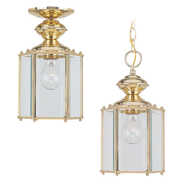 Generation Lighting - 6008-02 - One Light Outdoor Semi-Flush Convertible Pendant - Classico - Polished Brass from Lighting & Bulbs Unlimited in Charlotte, NC