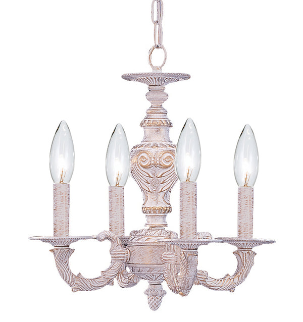 Crystorama - 5124-AW - Four Light Mini Chandelier - Paris Market - Antique White from Lighting & Bulbs Unlimited in Charlotte, NC