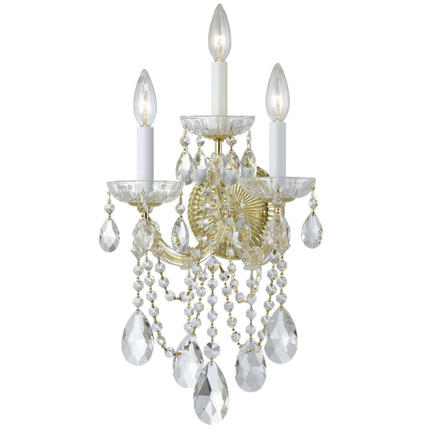 Crystorama - 4423-GD-CL-MWP - Three Light Wall Mount - Maria Theresa - Gold from Lighting & Bulbs Unlimited in Charlotte, NC