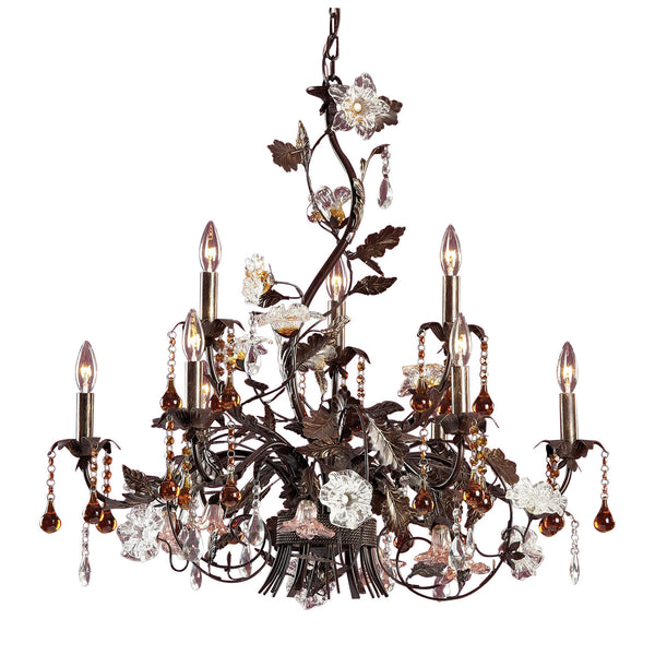 ELK Home - 85003 - Nine Light Chandelier - Cristallo Fiore - Deep Rust from Lighting & Bulbs Unlimited in Charlotte, NC