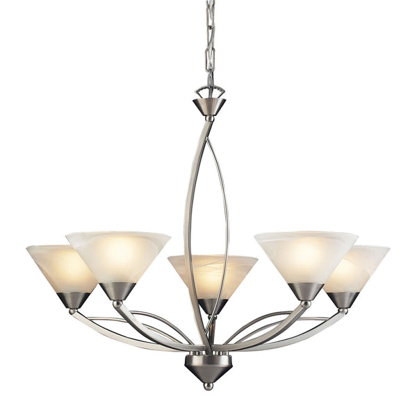 ELK Home - 7637/5 - Five Light Chandelier - Elysburg - Satin Nickel from Lighting & Bulbs Unlimited in Charlotte, NC