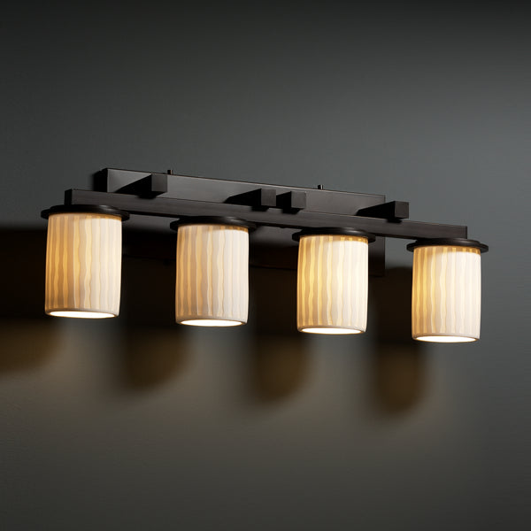 Justice Designs - POR-8774-10-WFAL-DBRZ - Four Light Bath Bar - Limoges - Dark Bronze from Lighting & Bulbs Unlimited in Charlotte, NC
