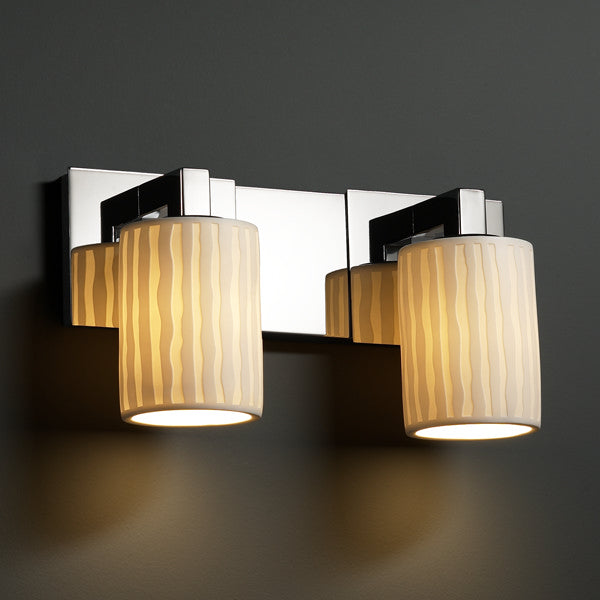 Justice Designs - POR-8922-10-WFAL-CROM - Two Light Bath Bar - Limoges - Polished Chrome from Lighting & Bulbs Unlimited in Charlotte, NC