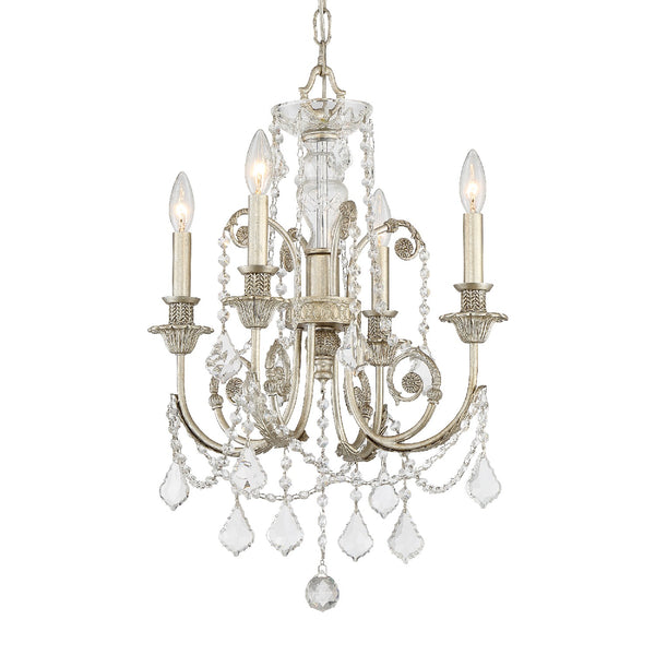 Crystorama - 5114-OS-CL-MWP - Four Light Mini Chandelier - Regis - Olde Silver from Lighting & Bulbs Unlimited in Charlotte, NC