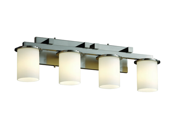 Justice Designs - FSN-8774-10-OPAL-NCKL - Four Light Bath Bar - Fusion - Brushed Nickel from Lighting & Bulbs Unlimited in Charlotte, NC