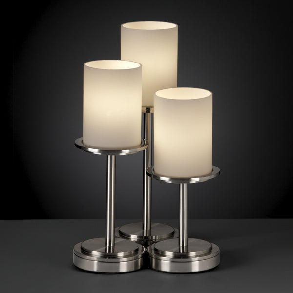 Justice Designs - FSN-8797-10-OPAL-NCKL - Three Light Table Lamp - Fusion - Brushed Nickel from Lighting & Bulbs Unlimited in Charlotte, NC