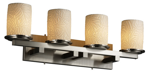 Justice Designs - POR-8774-10-BMBO-NCKL - Four Light Bath Bar - Limoges - Brushed Nickel from Lighting & Bulbs Unlimited in Charlotte, NC