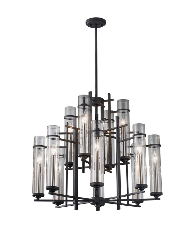 Generation Lighting - F2629/8+4AF/BS - 12 Light Chandelier - Ethan - Antique Forged Iron / Brushed Steel from Lighting & Bulbs Unlimited in Charlotte, NC