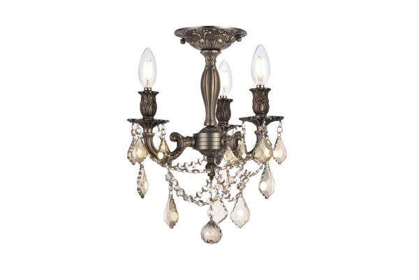 Elegant Lighting - 9203F13PW-GT/RC - Three Light Flush Mount - Rosalia - Pewter from Lighting & Bulbs Unlimited in Charlotte, NC