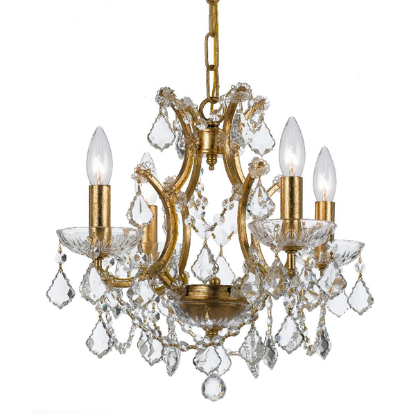 Crystorama - 4454-GA-CL-SAQ - Four Light Mini Chandelier - Filmore - Antique Gold from Lighting & Bulbs Unlimited in Charlotte, NC