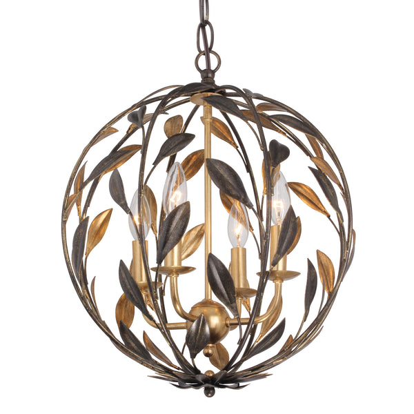 Crystorama - 504-EB-GA - Four Light Mini Chandelier - Broche - English Bronze / Antique Gold from Lighting & Bulbs Unlimited in Charlotte, NC
