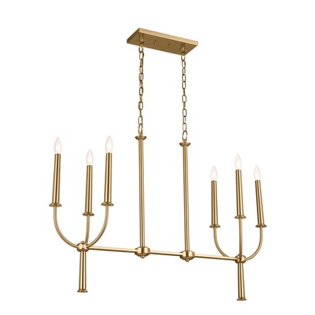 Kichler - 52495BNB - Six Light Linear Chandelier - Florence - Brushed Natural Brass from Lighting & Bulbs Unlimited in Charlotte, NC