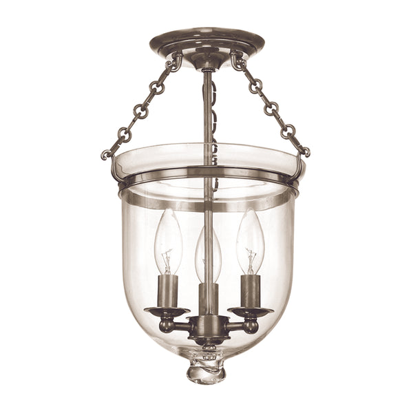 Hudson Valley - 251-HN-C1 - Three Light Semi Flush Mount - Hampton - Historic Nickel from Lighting & Bulbs Unlimited in Charlotte, NC
