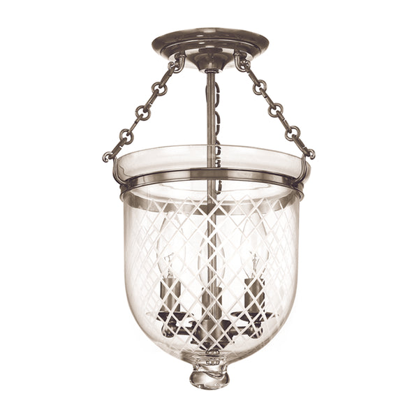 Hudson Valley - 251-HN-C2 - Three Light Semi Flush Mount - Hampton - Historic Nickel from Lighting & Bulbs Unlimited in Charlotte, NC
