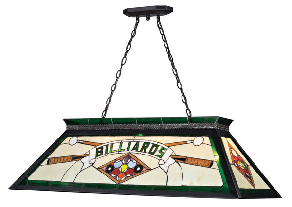 Z-Lite - KD25GREEN - Four Light Billiard Light - Tiffany Billiard - Matte Black from Lighting & Bulbs Unlimited in Charlotte, NC