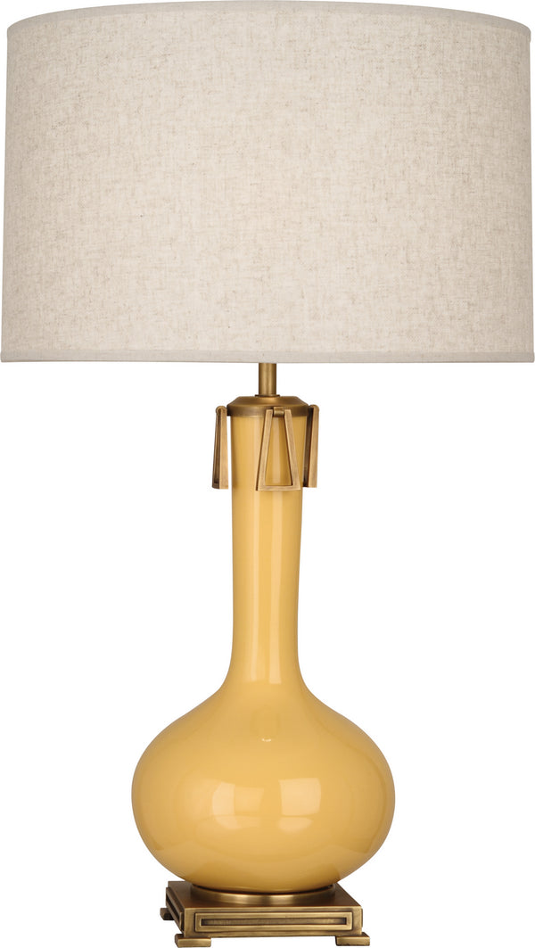 Robert Abbey - SU992 - One Light Table Lamp - Athena - Sunset Yellow Glazed w/Aged Brass from Lighting & Bulbs Unlimited in Charlotte, NC