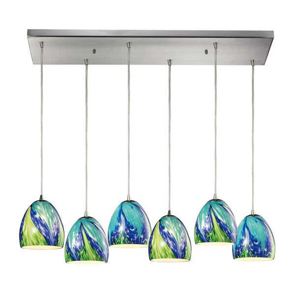ELK Home - 31445/6RC-TB - Six Light Pendant - Colorwave - Satin Nickel from Lighting & Bulbs Unlimited in Charlotte, NC