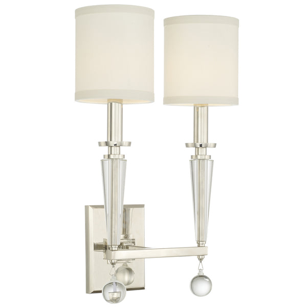 Crystorama - 8102-PN - Two Light Wall Mount - Paxton - Polished Nickel from Lighting & Bulbs Unlimited in Charlotte, NC