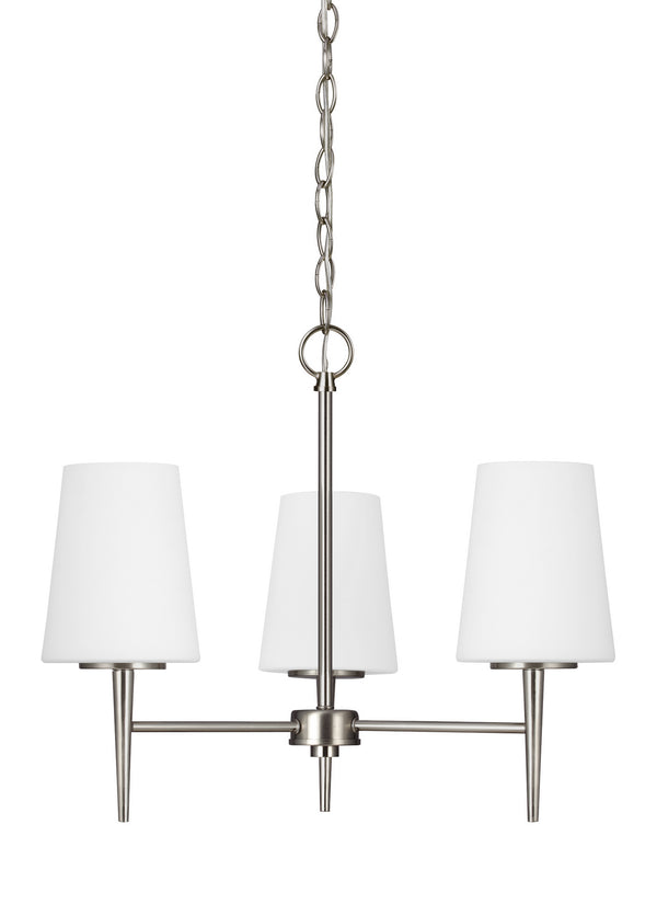 Generation Lighting - 3140403-962 - Three Light Chandelier - Driscoll - Brushed Nickel from Lighting & Bulbs Unlimited in Charlotte, NC