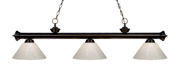 Z-Lite - 200-3BRZ-PWH - Three Light Billiard Light - Riviera - Bronze from Lighting & Bulbs Unlimited in Charlotte, NC