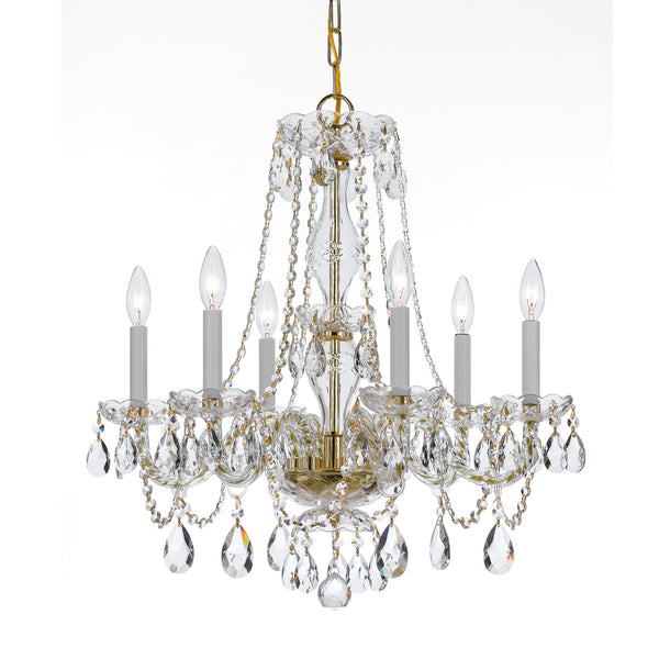 Crystorama - 5086-PB-CL-MWP - Six Light Chandelier - Traditional Crystal - Polished Brass from Lighting & Bulbs Unlimited in Charlotte, NC