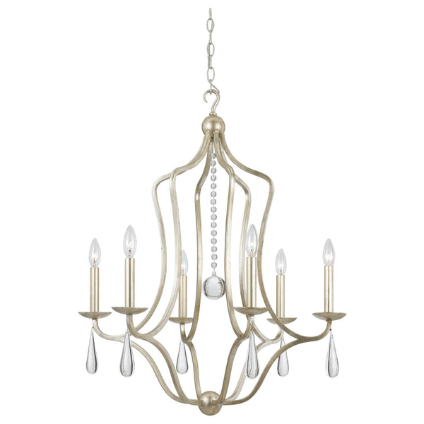 Crystorama - 5976-SL - Six Light Chandelier - Manning - Silver Leaf from Lighting & Bulbs Unlimited in Charlotte, NC