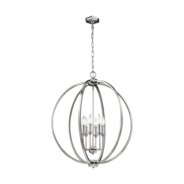 Visual Comfort Studio - F3061/6PN - Six Light Pendant - Corinne - Polished Nickel from Lighting & Bulbs Unlimited in Charlotte, NC